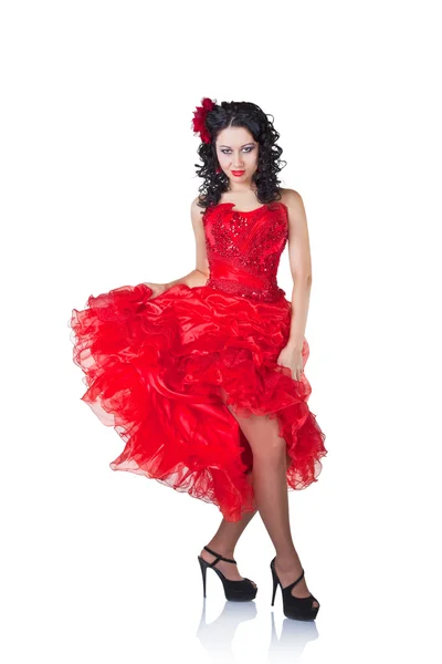 Hermosa mujer española en un vestido rojo — Foto de Stock
