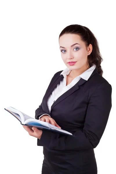 Geschäftsfrau mit Notizbuch — Stockfoto