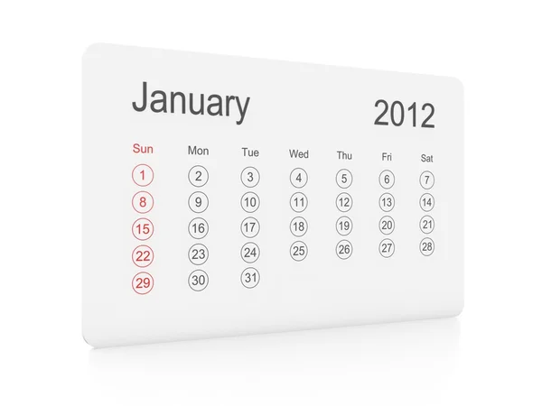 Январь 2012 календарь — стоковое фото