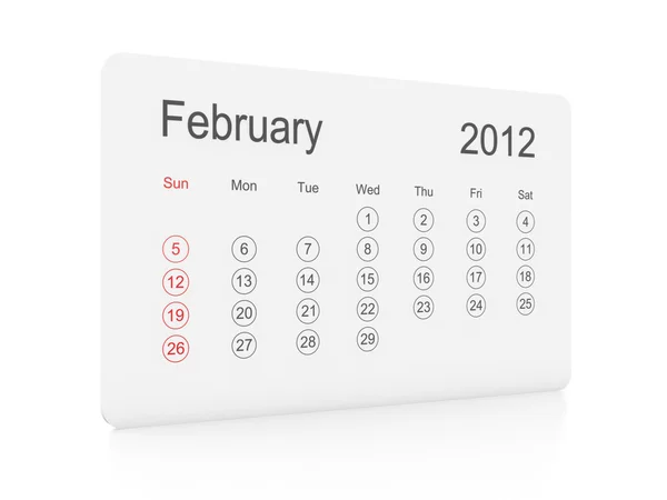 Calendario febrero 2012 — Foto de Stock