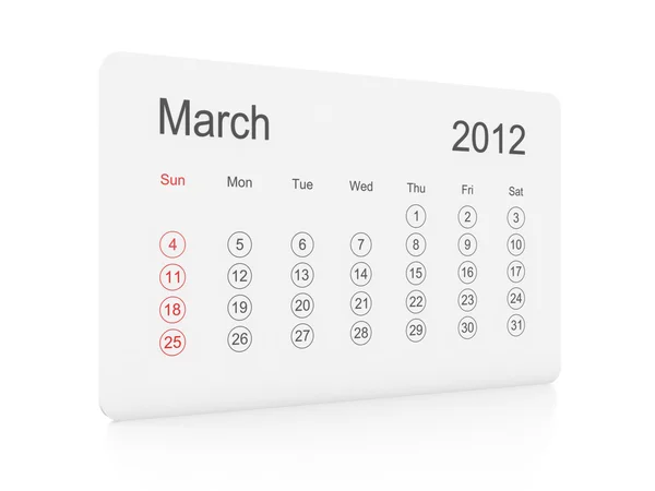 2012 年 3 月カレンダー — ストック写真