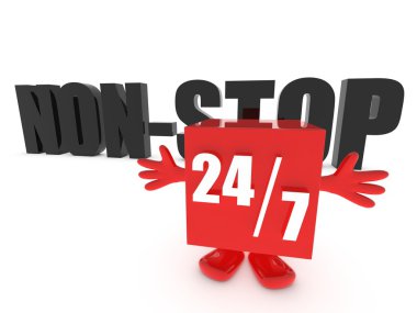 Open non-stop, 24/7 clipart