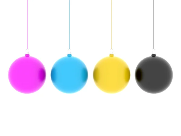 Jul bakgrund - cmyk hängande bollar — Stockfoto