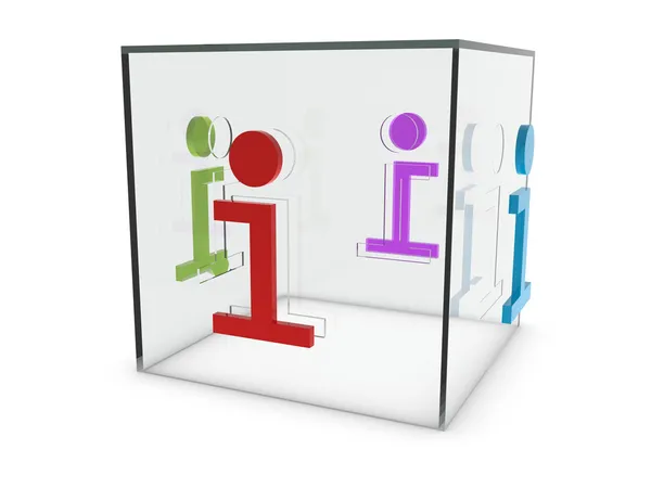 Informações ícone cubo de vidro — Fotografia de Stock