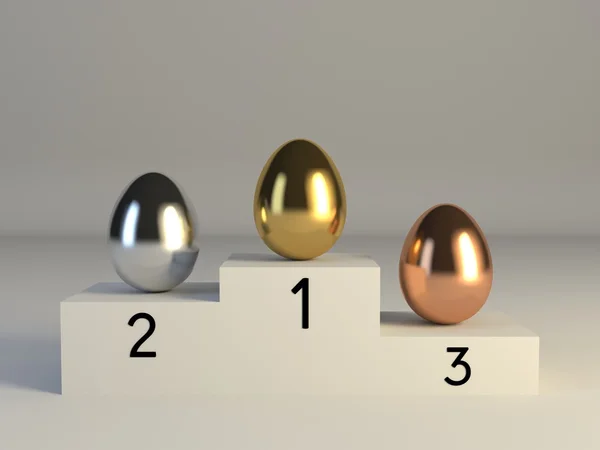 Huevos de Pascua en el podio —  Fotos de Stock