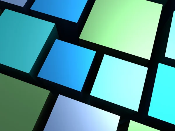 Fundo abstrato - cubos diferentes azuis e verdes — Fotografia de Stock
