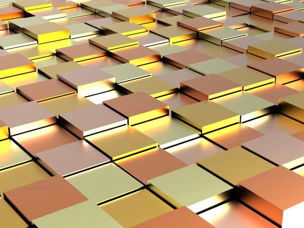 Абстрактний фон - золоті, жовті та помаранчеві блискучі різні кубики — стокове фото