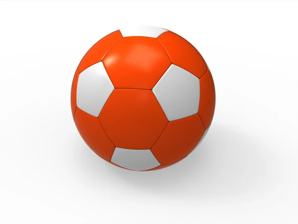 Orange and white soccer ball on isolated white background — Stockfoto
