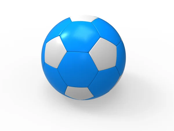 Ballon de football bleu et blanc sur fond blanc isolé — Photo