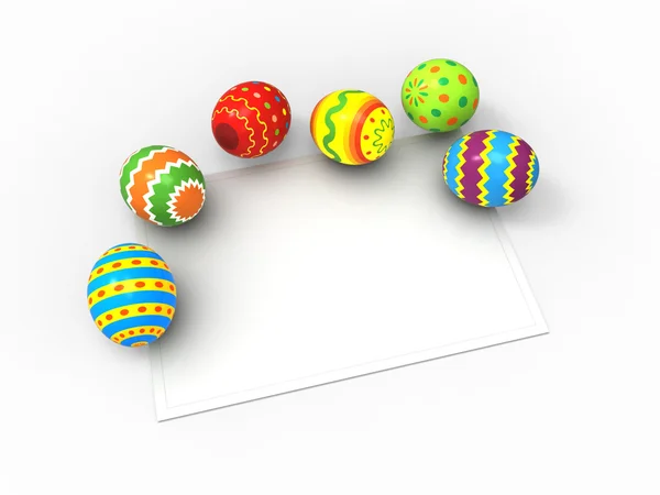 Пасхальные яйца, коллекция цветных упаковок с открыткой для пожеланий — стоковое фото