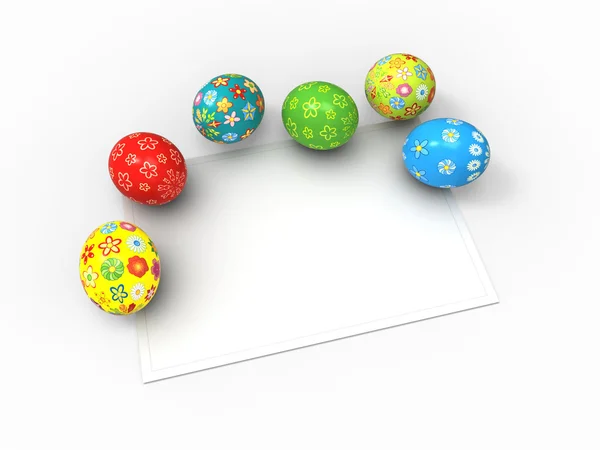 Huevos de Pascua, colección de paquetes de color con tarjeta para los deseos — Foto de Stock