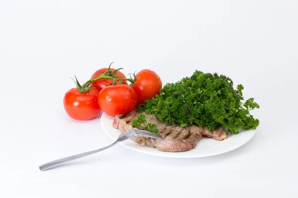 Biefstuk en tomaat — Stockfoto