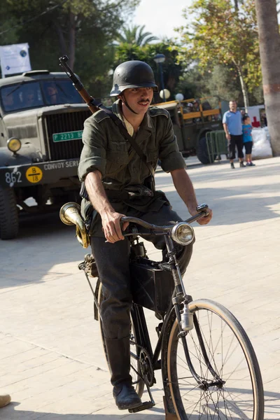 German soldier on bicycle — Stock Photo, Image