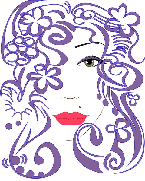 Visage de femme stylisé — Image vectorielle