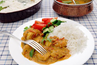 South Indian chicken curry table clipart