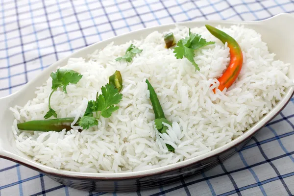 Basmati rice with cilantro and chillis — Stock Photo, Image