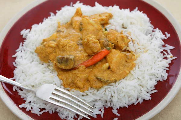 Kyckling cashewnötter curry plattan — Stockfoto