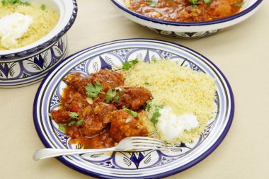 Chicken tagine meal horizontal clipart