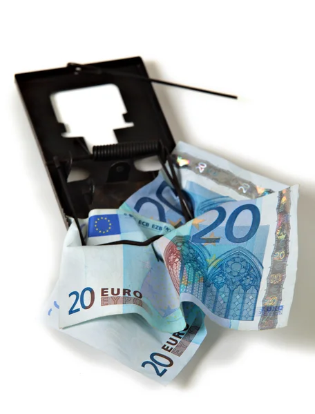 Euro argent piège financier vertical — Photo