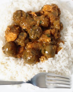 mantar curry ile basmati pirinç