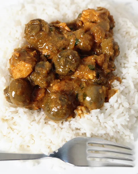 Mushroom curry with basmati rice — Stock Photo, Image