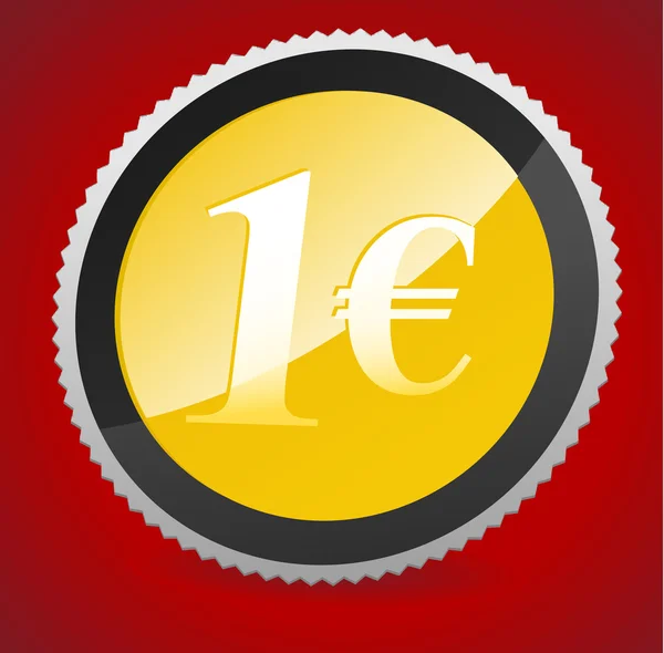 1 euro mynt på gardinen bakgrund — Stock vektor