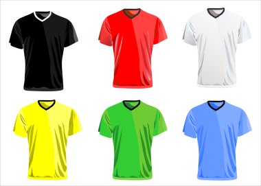 Black and white men polo shirts and t-shirts. clipart