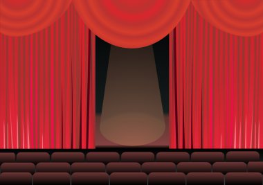 tiyatro sahnesi ve kırmızı perde