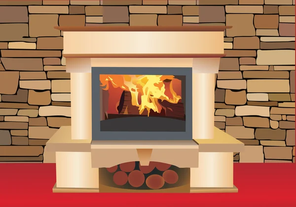 Fire place in living room — Stock Vector