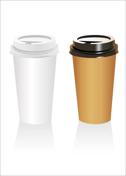 Kunststoff Kaffeetasse Vorlagen über weißem Hintergrund — Stockvektor
