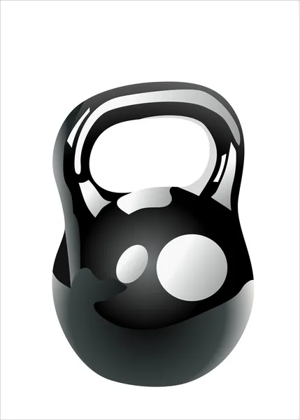 Чорний залізний чайник для тренування ваги ізольовано на білому — стоковий вектор