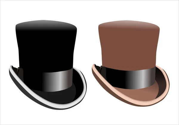 Cappello a cilindro nero isolato su sfondo bianco — Vettoriale Stock