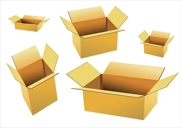 Cajas de cartón aisladas en blanco — Vector de stock