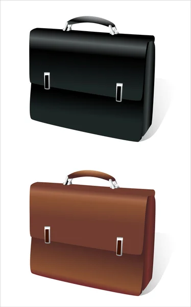 Black leather briefcase — Stock Vector