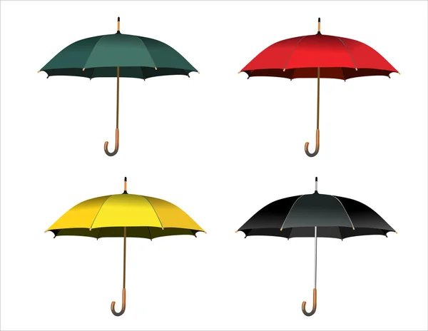 Conjunto de guarda-chuvas coloridos, ilustração vetorial — Vetor de Stock