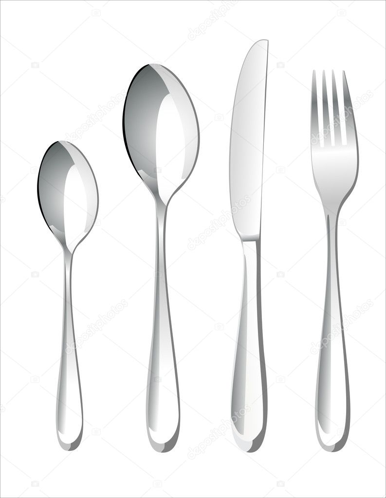 Fork ,knife and spoons on a white background