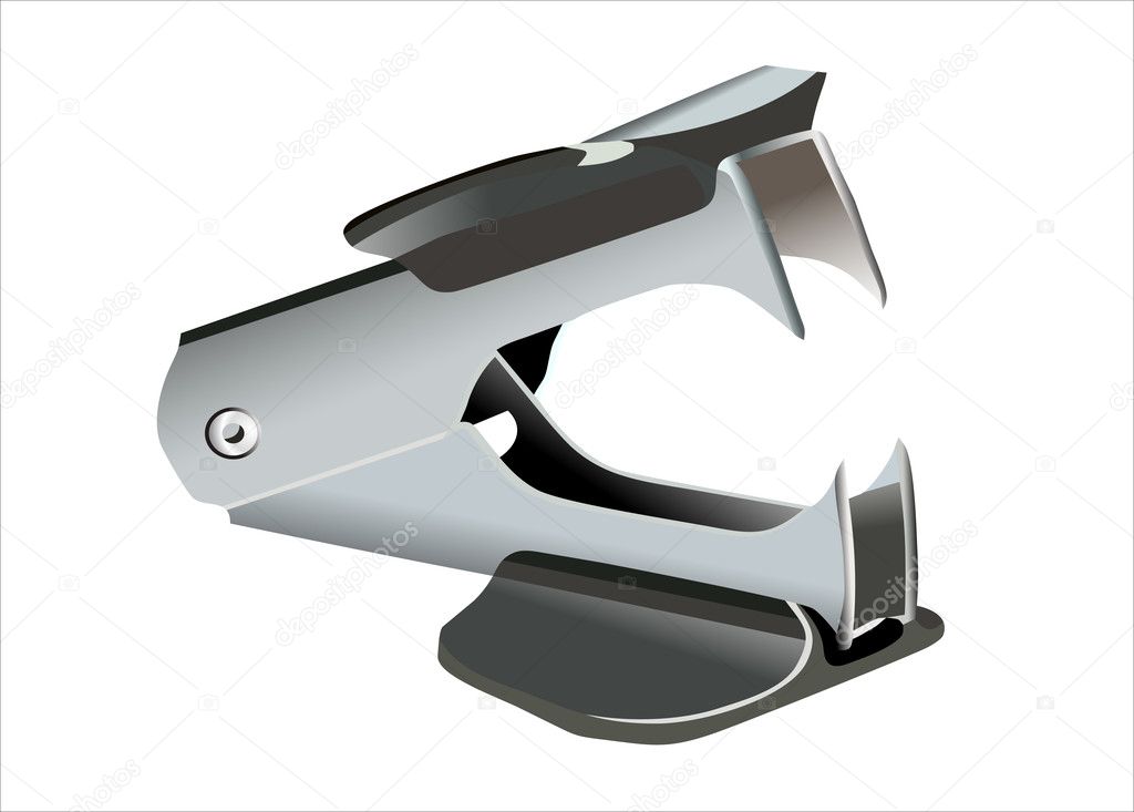 A black staple remover against a white background