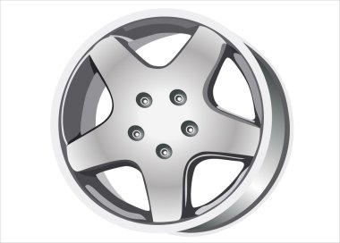 Car tire with rim on a white background clipart