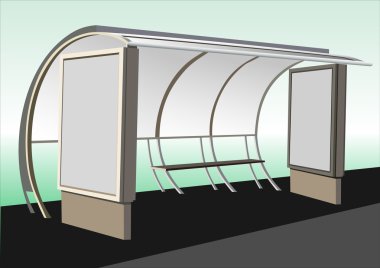 Bus stop with blank banners clipart