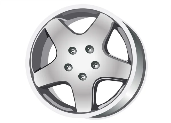 Neumático de coche con llanta sobre fondo blanco — Vector de stock