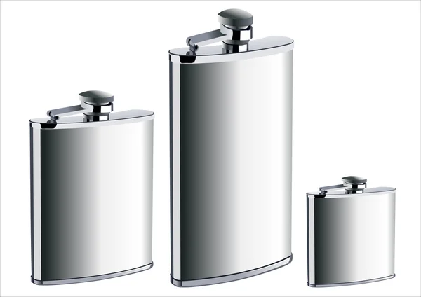 Stainless hip flask isolated on white — Stock Vector