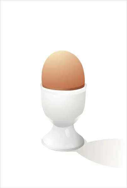 Ein einzelnes Ei in einem weißen Eierbecher isoliert auf weiß. — Stockvektor