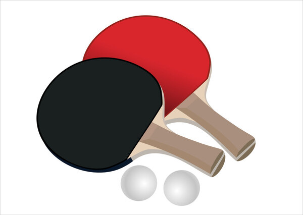 Ping pong rackets and ball in vector