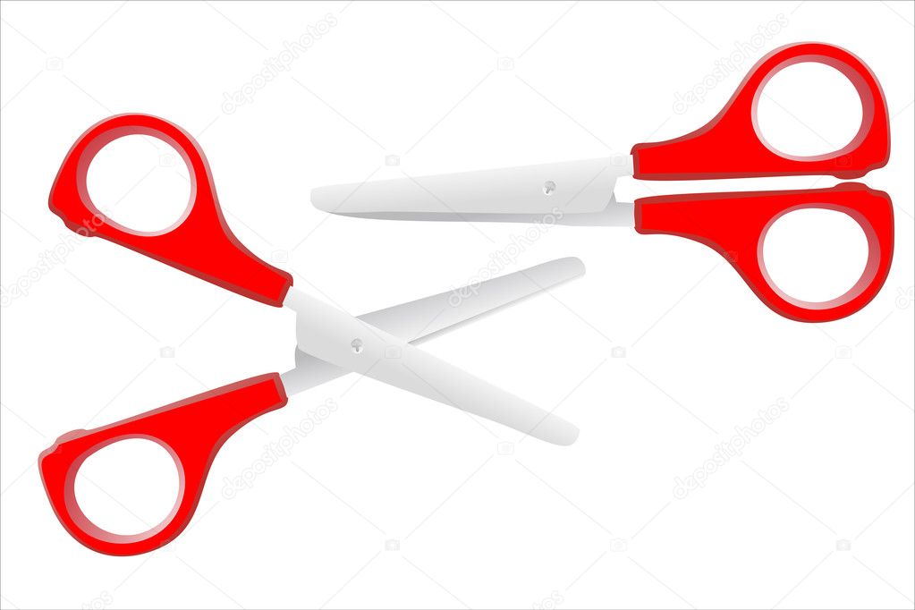 Closed and open scissors isolated on white