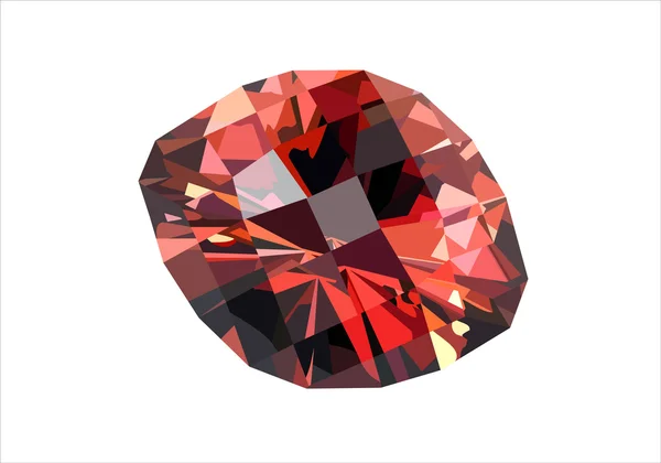 Precioso diamante rojo aislado en blanco — Vector de stock