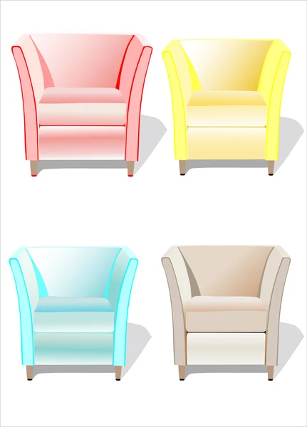 Цветные кресла из ткани. Современная мебель — стоковый вектор