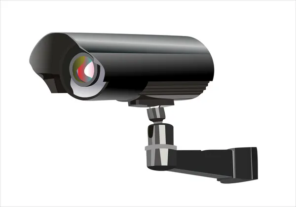 stock vector Surveillance camera viewed from the side, isolated on a white background.