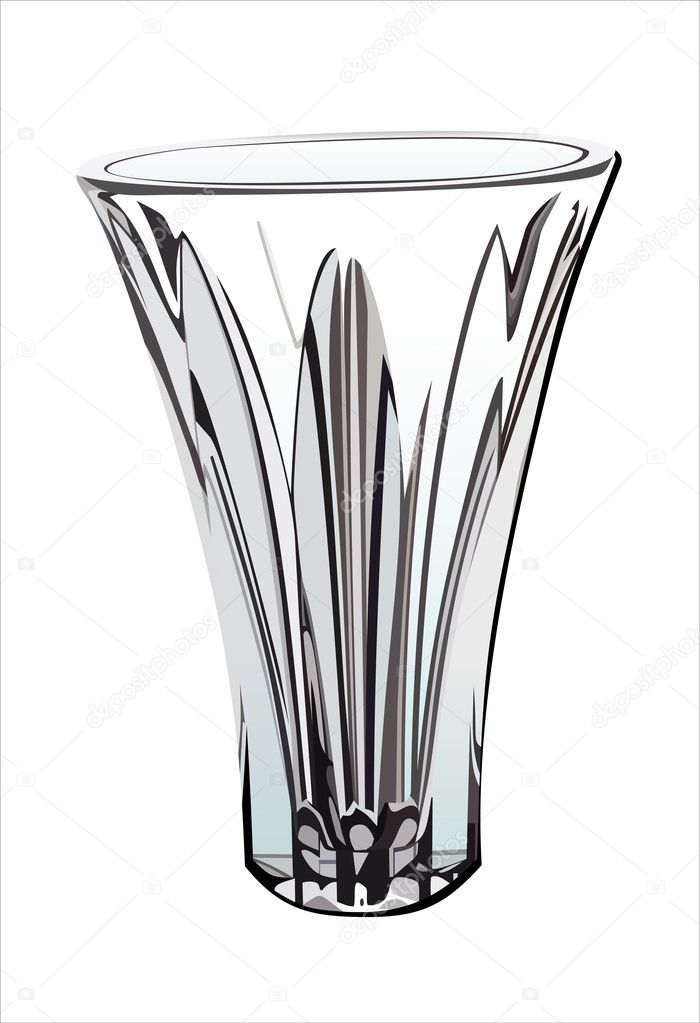 Empty crystal vase. Isolated on white background