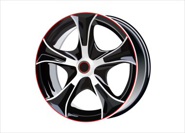 Car tire with rim on a white background clipart