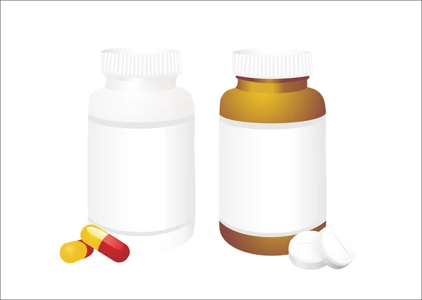 Piller från flaska på vita — Stock vektor